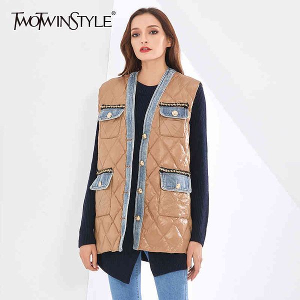 patchwork denim vests for women v neck sleeveless casual oversized cotton thick coats female fashion clothing 210524, Black;white
patchwork denim vests for women v neck sleeveless casual oversized cotton thick coats female fashion clothing 210524, Black;white