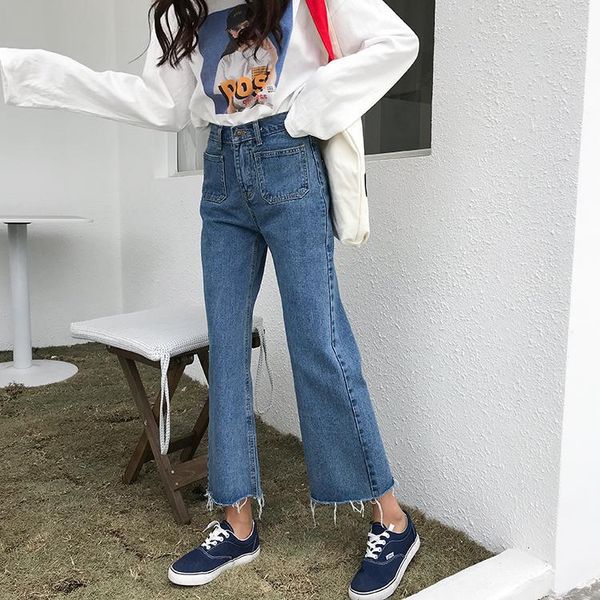 women's jeans woman high waist korean retro pockets female jean loose women trousers ripped all-match denim casual fashion streetwear, Blue
women's jeans woman high waist korean retro pockets female jean loose women trousers ripped all-match denim casual fashion streetwear, Blue