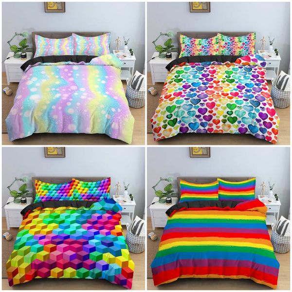 twin bedding set rainbow printing quilt colorful stripe duvet cover microfiber quilt/comforter king size bedclothes sets
twin bedding set rainbow printing quilt colorful stripe duvet cover microfiber quilt/comforter king size bedclothes sets
