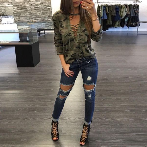 women's t-shirt women camouflage shirt 2021 summer ladies bandages long sleeve tees slim o-neck hollow out, White
women's t-shirt women camouflage shirt 2021 summer ladies bandages long sleeve tees slim o-neck hollow out, White