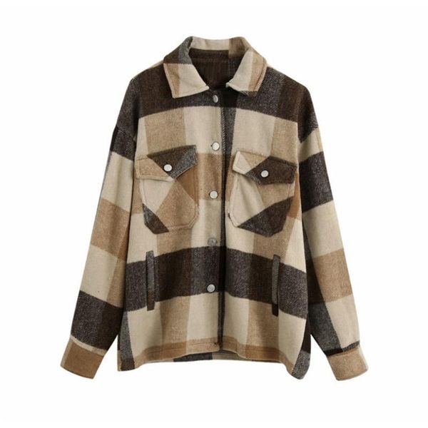women's jackets autumn winter women blouse shirts chic vintage casual loose plaid tunic korean long sleeve streetwear jacket coats, Black;brown
women's jackets autumn winter women blouse shirts chic vintage casual loose plaid tunic korean long sleeve streetwear jacket coats, Black;brown