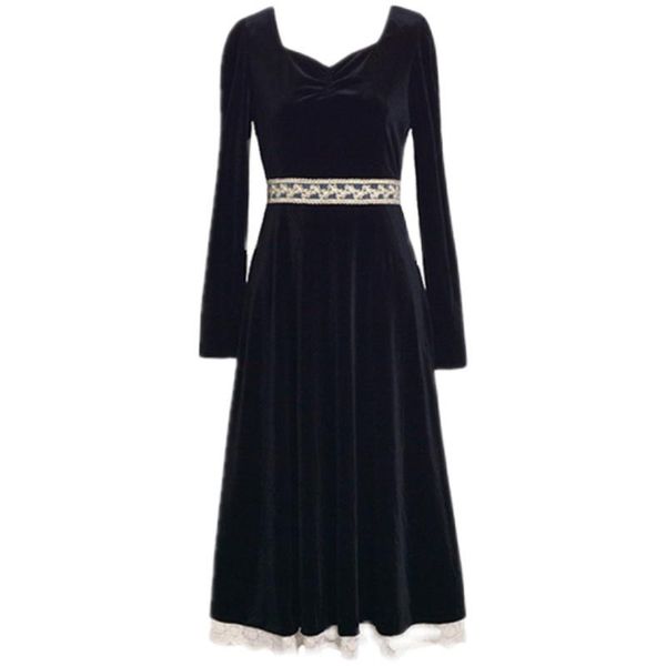 plus size 3xlvintage french style elegant velvet dress women v-neck slim lace stitching casual dresses, Black;gray
plus size 3xlvintage french style elegant velvet dress women v-neck slim lace stitching casual dresses, Black;gray