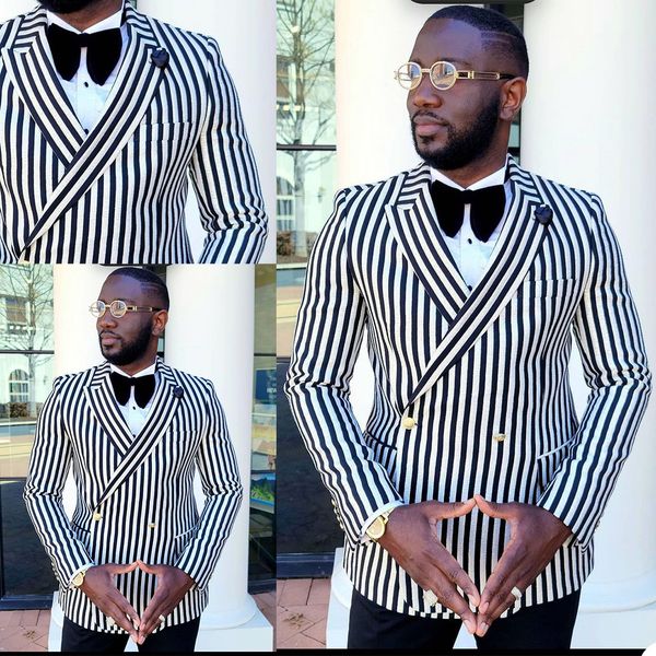 white black striped customized wedding tuxedos slim fit double breasted jacket suits business party prom blazer only one piece, Black;gray
white black striped customized wedding tuxedos slim fit double breasted jacket suits business party prom blazer only one piece, Black;gray