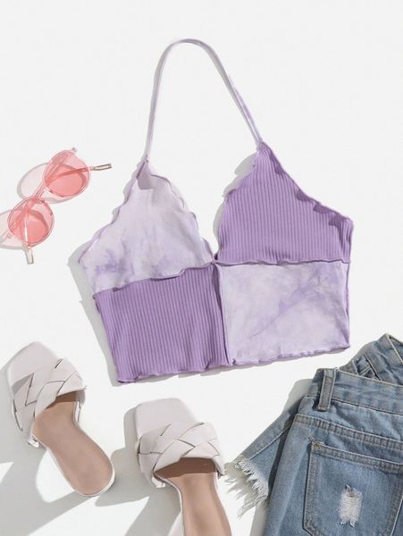 lettuce trim colorblock halter j38b#, White
lettuce trim colorblock halter j38b#, White