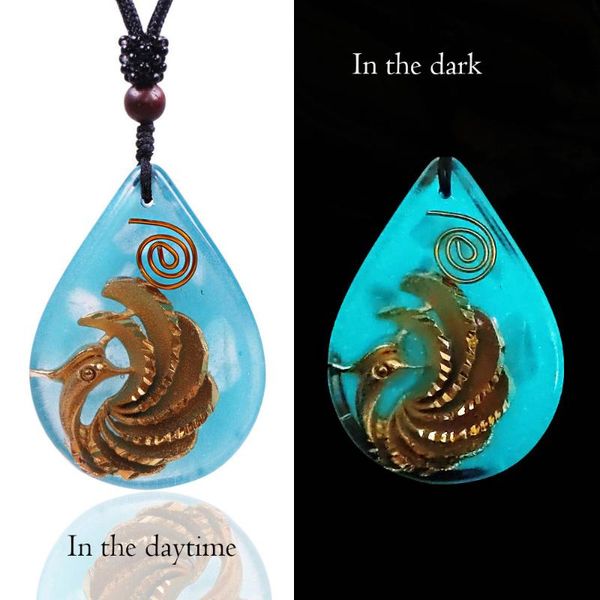 pendant necklaces phoenix teardrop bird necklace with sbb coil glow in the dark orgone jewelry gifts for women, Silver 
pendant necklaces phoenix teardrop bird necklace with sbb coil glow in the dark orgone jewelry gifts for women, Silver