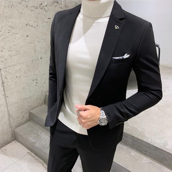 men's suits & blazers oimgautumn and winter suit two-piece black casual wedding dress, White;black
men's suits & blazers oimgautumn and winter suit two-piece black casual wedding dress, White;black