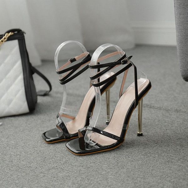 western style fashion sandals 2021 summer temperament casual simple transparent color matching electroplating, Black
western style fashion sandals 2021 summer temperament casual simple transparent color matching electroplating, Black