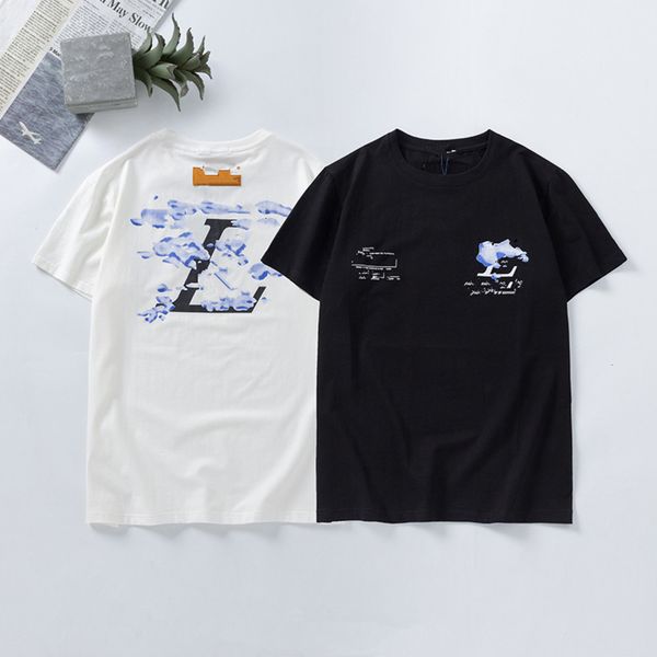 master brand t shirt fashion cloud printed odel fabric lvv, White;black