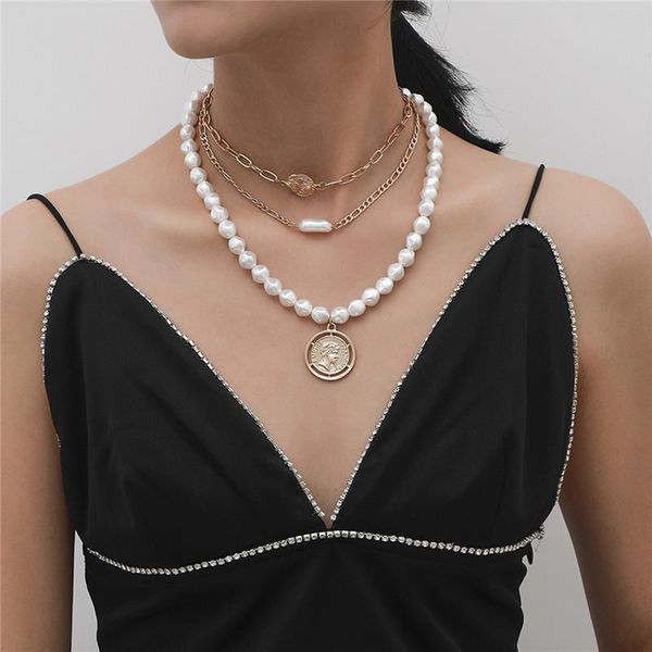 chains european and american jewelry baroque shaped pearl clavicle chain high-end female personality creative portrait pendant necklace, Silver
chains european and american jewelry baroque shaped pearl clavicle chain high-end female personality creative portrait pendant necklace, Silver