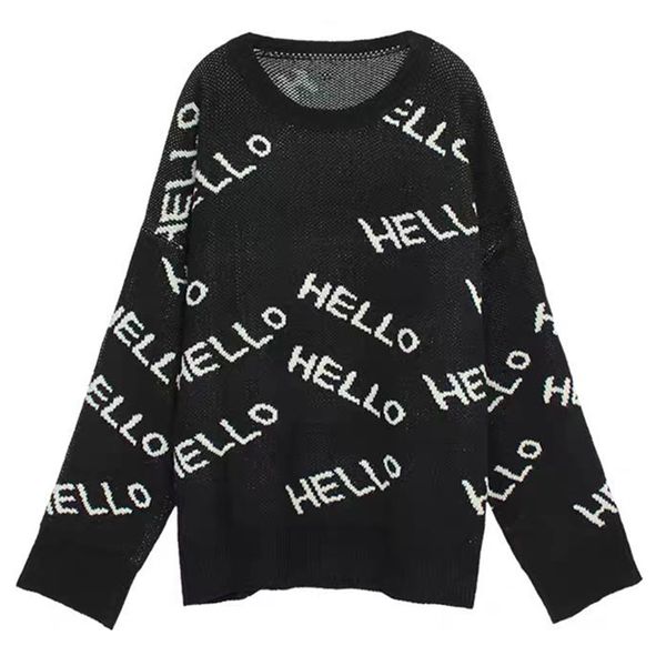 women sweater knitted pullovers o-neck long sleeve green black letter pattern loose autumn winter m0299 210514, White;black
women sweater knitted pullovers o-neck long sleeve green black letter pattern loose autumn winter m0299 210514, White;black