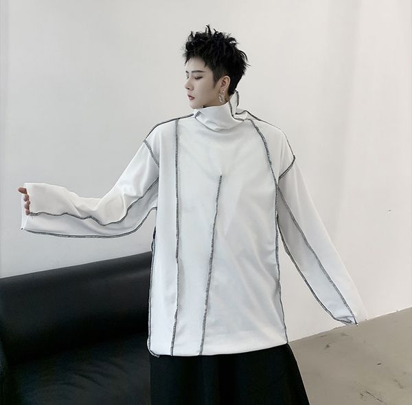 men's sweaters men in turtlenecks, casual long sleeves, loose feminine men's shirts streetwear hip hop, gothic punk shirt, black w, White;black
men's sweaters men in turtlenecks, casual long sleeves, loose feminine men's shirts streetwear hip hop, gothic punk shirt, black w, White;black