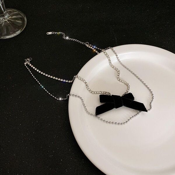 chains bowknot rhinestone clavicle chain necklace light luxury niche design sense simple elegant wild fashion personality female access, Silver
chains bowknot rhinestone clavicle chain necklace light luxury niche design sense simple elegant wild fashion personality female access, Silver