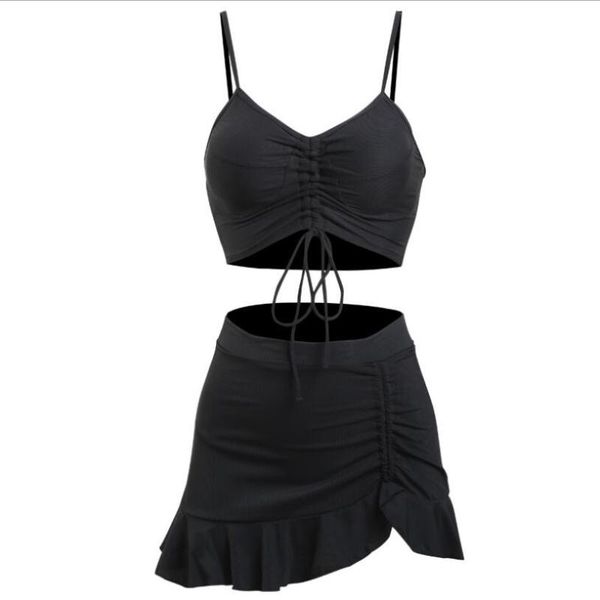 women black two pieces bikini tankinis set swimwear high waist bathing suit summer biquinis swimsuit holiday wear one-piece suits