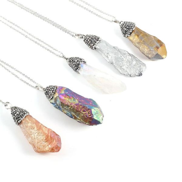 pendant necklaces fashion necklace natural semi-precious stone crystal rough for women charm jewelry gift, Silver
pendant necklaces fashion necklace natural semi-precious stone crystal rough for women charm jewelry gift, Silver