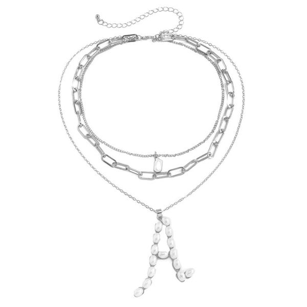 chains spring and summer style pendant necklace special-shaped imitation pearl a character multi-layer colar, Silver
chains spring and summer style pendant necklace special-shaped imitation pearl a character multi-layer colar, Silver