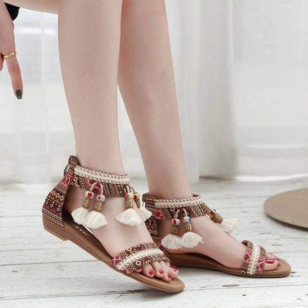 sandals temperament beauty summer breathable ladies large flat rear zip fringe open toe sandals#, Black
sandals temperament beauty summer breathable ladies large flat rear zip fringe open toe sandals#, Black
