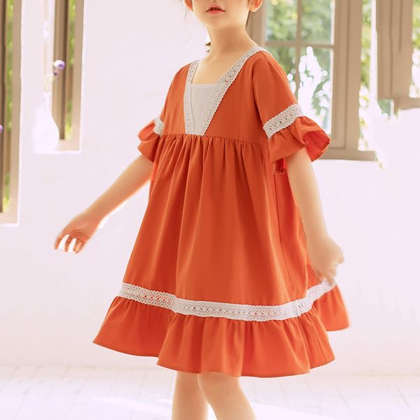 2022 summer girls clothes children orange red sundress girls princess dresses childrens half sleeve lace clothes new for kids, Red;yellow
2022 summer girls clothes children orange red sundress girls princess dresses childrens half sleeve lace clothes new for kids, Red;yellow