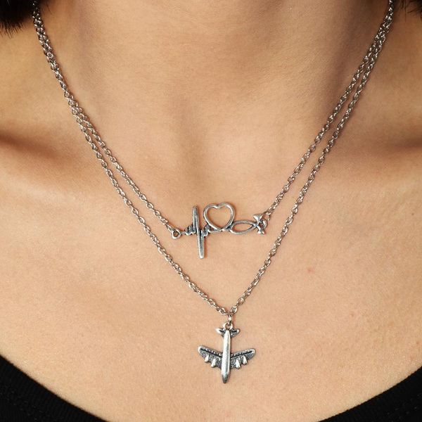 pendant necklaces cartoon style airplane heartbeat necklace creative double layer silver color chain accessories cute girl jewelry gift
pendant necklaces cartoon style airplane heartbeat necklace creative double layer silver color chain accessories cute girl jewelry gift