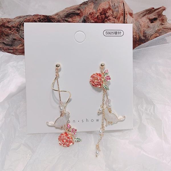 dangle & chandelier lifefontier exquisite colorful enamel rose drop earrings for women asymmetric shell cat charm chain tassels jewelry, Silver
dangle & chandelier lifefontier exquisite colorful enamel rose drop earrings for women asymmetric shell cat charm chain tassels jewelry, Silver