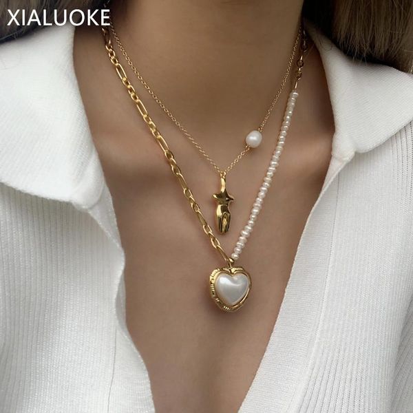 chains xialuoke fashion metal heart fruit baroque freshwater pearl humanoid pendant necklace for women elegant personality jewelry, Silver
chains xialuoke fashion metal heart fruit baroque freshwater pearl humanoid pendant necklace for women elegant personality jewelry, Silver