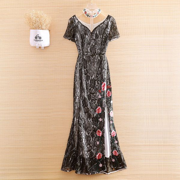 dress high-end summer women lace mermaid chinese style retro elgant lady slim party dress s-xl, Black;gray
dress high-end summer women lace mermaid chinese style retro elgant lady slim party dress s-xl, Black;gray