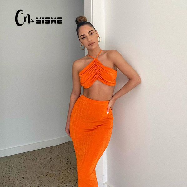 cnyishe summer crop and midi skirts matching sets halter backless two piece fashion neon tracksuit sleeveless women set 210419, White
cnyishe summer crop and midi skirts matching sets halter backless two piece fashion neon tracksuit sleeveless women set 210419, White