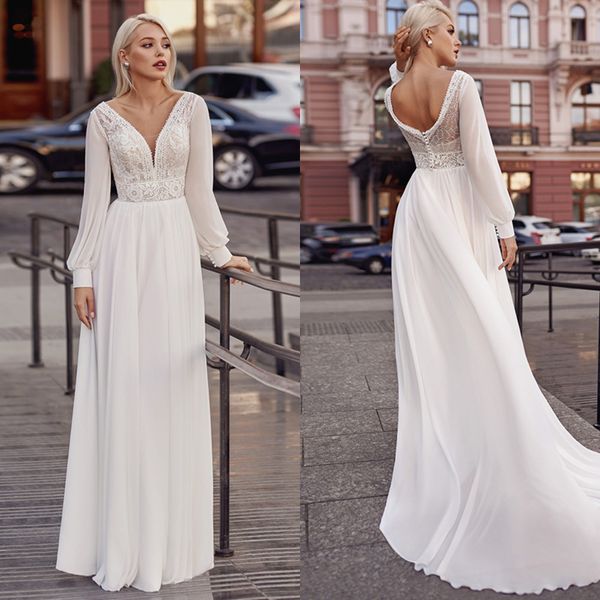 wedding dress elegant v-neck a-line wedding gowns 2021 appliques chiffon long sleeve bridal dress vestido de novia, White
wedding dress elegant v-neck a-line wedding gowns 2021 appliques chiffon long sleeve bridal dress vestido de novia, White