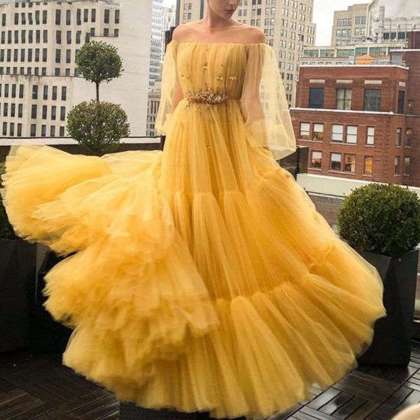 party dresses yellow evening long sleeves crystal beaded pleats tulle a line prom gowns plus size woman dress custom made, White;black
party dresses yellow evening long sleeves crystal beaded pleats tulle a line prom gowns plus size woman dress custom made, White;black