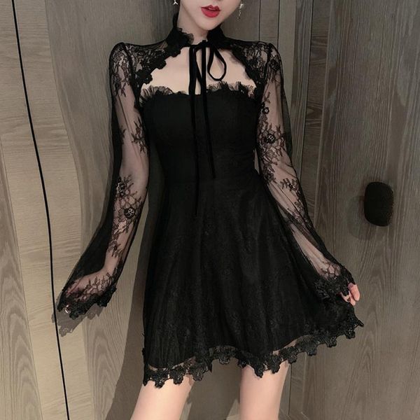 casual dresses french vintage dress women fairy elegant chic lace hollow out mini party female one piece korea autumn 2021, Black;gray
casual dresses french vintage dress women fairy elegant chic lace hollow out mini party female one piece korea autumn 2021, Black;gray