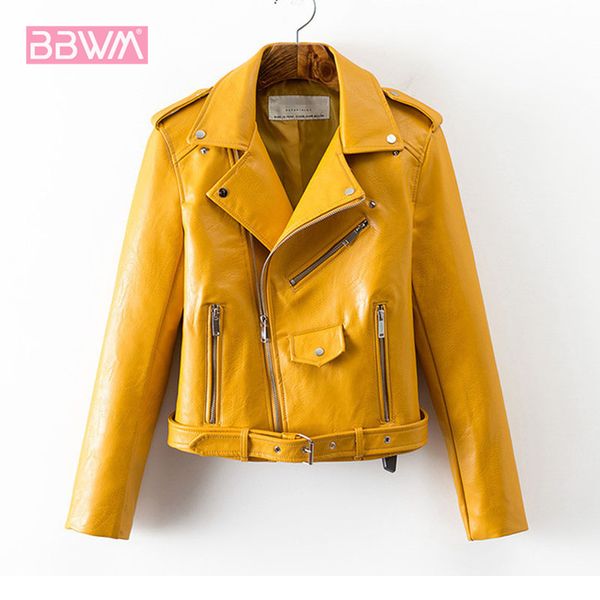 leather jacket ladies autumn korean fashion short section waist pu leather wild women's jacket yellow pink black coat 210507
leather jacket ladies autumn korean fashion short section waist pu leather wild women's jacket yellow pink black coat 210507