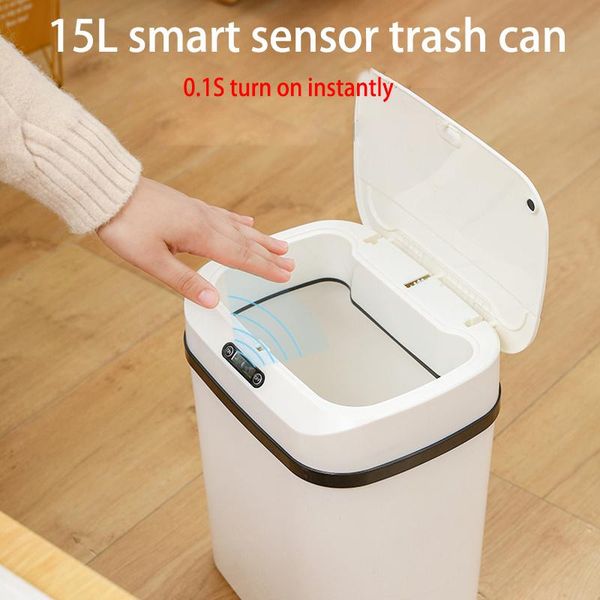 waste bins 15l smart trash can bin automatic sensor lid electric with cover wastebasket home kitchen living room organizer storage
waste bins 15l smart trash can bin automatic sensor lid electric with cover wastebasket home kitchen living room organizer storage