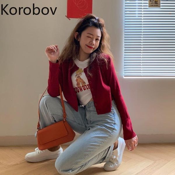 women's knits & tees korobov autumn cropped cardigans 2021 korean single breasted sweet o neck sweaters vintage japanese long sleeve su, White
women's knits & tees korobov autumn cropped cardigans 2021 korean single breasted sweet o neck sweaters vintage japanese long sleeve su, White