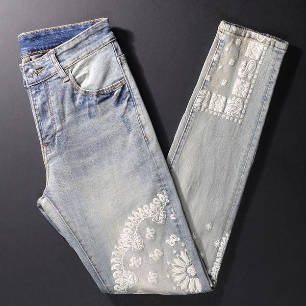 men's jeans street style fashion men retro blue elastic slim fit fray hole ripped printed designer hip hop denim punk pants
men's jeans street style fashion men retro blue elastic slim fit fray hole ripped printed designer hip hop denim punk pants