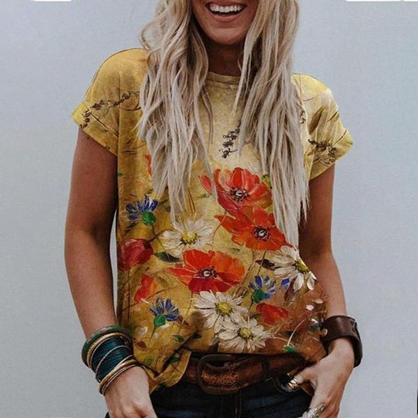 women's t-shirt 2021 women boho 3d floral print t shirt summer short sleeve o-neck loose casual tees streetwear female plus size s-3xl, White
women's t-shirt 2021 women boho 3d floral print t shirt summer short sleeve o-neck loose casual tees streetwear female plus size s-3xl, White