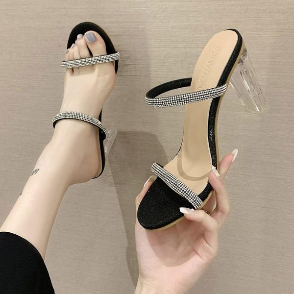 rhinestone clear casual sandals women square toe transparent peep high heels shoes slipper 2021 slippers, Black
rhinestone clear casual sandals women square toe transparent peep high heels shoes slipper 2021 slippers, Black