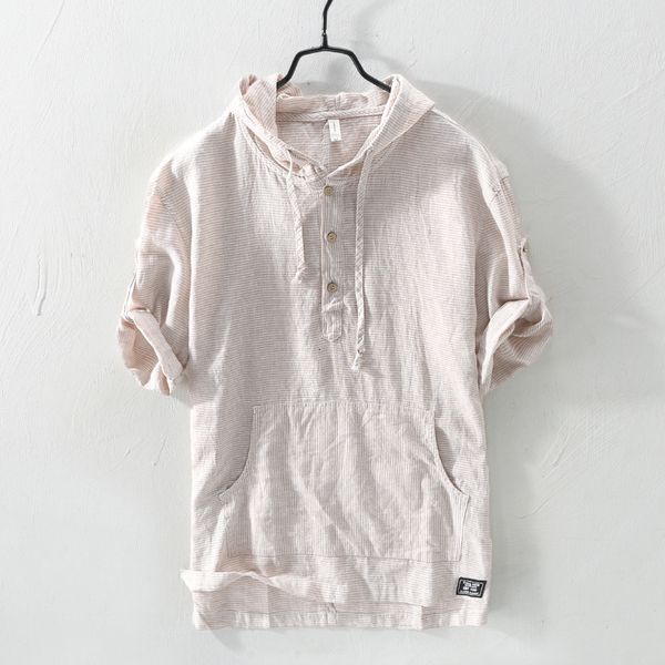 men's jackets japanese vintage shirts hooded collar summer fashion linen cotton tee half length sleeve casual pullover foom, Black;brown
men's jackets japanese vintage shirts hooded collar summer fashion linen cotton tee half length sleeve casual pullover foom, Black;brown