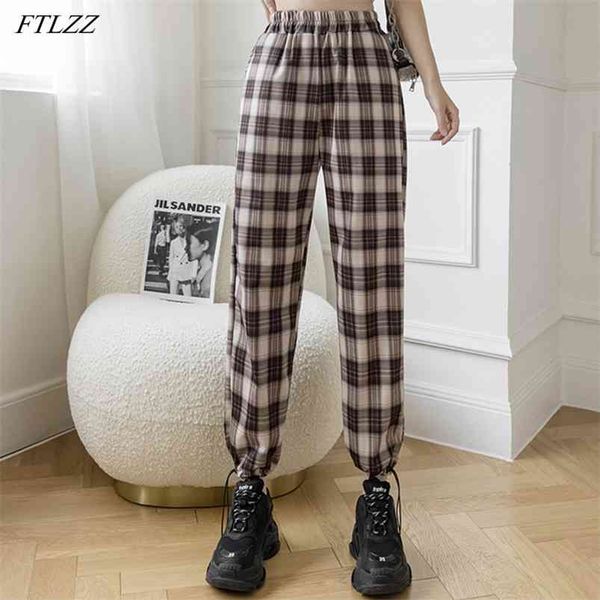 spring summer women high waist casual plaid ankle-length pants female loose leggings harem 210430, Black;white
spring summer women high waist casual plaid ankle-length pants female loose leggings harem 210430, Black;white