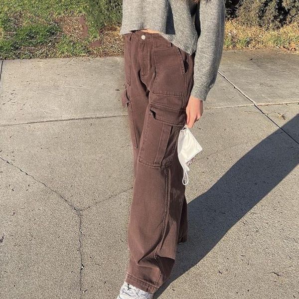 women's jeans women loose cargo jean pocket patchwork 100% cotton high waist punk straight denim pants quality cowboy streetwear, Blue 
women's jeans women loose cargo jean pocket patchwork 100% cotton high waist punk straight denim pants quality cowboy streetwear, Blue