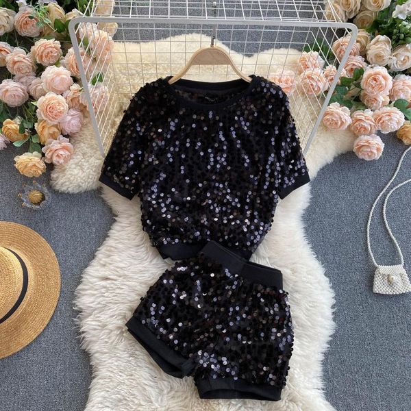 pants spring autumn women sequin two piece set black round neck sleeve slim and high waist wide leg short party suit new, White
pants spring autumn women sequin two piece set black round neck sleeve slim and high waist wide leg short party suit new, White