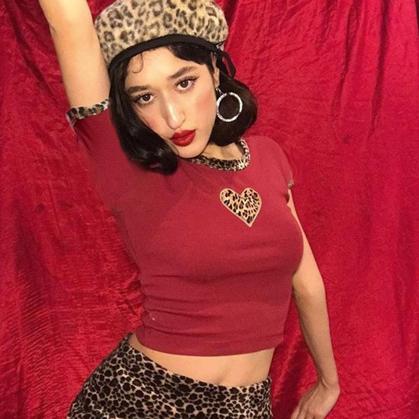 women's t-shirt 2021 fashion short sleeve love leopard contrast tight temperament navel, White
women's t-shirt 2021 fashion short sleeve love leopard contrast tight temperament navel, White