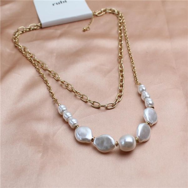 chains double layered necklace with baroque acrylic pearl temperament fashion simple women's sweater chain, Silver
chains double layered necklace with baroque acrylic pearl temperament fashion simple women's sweater chain, Silver