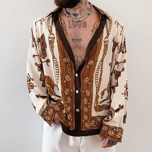 men's casual shirts american retro print lapel shirt 2021 fall loose long-sleeved button fashion streetwear beach, White;black
men's casual shirts american retro print lapel shirt 2021 fall loose long-sleeved button fashion streetwear beach, White;black