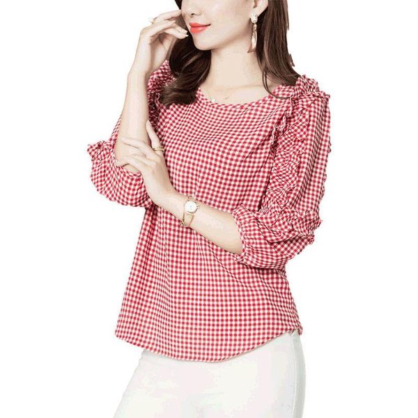 women's spring autumn style blouse shirt o-neck plaid ruffles patchwork elegant casual sp985 blouses & shirts, White
women's spring autumn style blouse shirt o-neck plaid ruffles patchwork elegant casual sp985 blouses & shirts, White