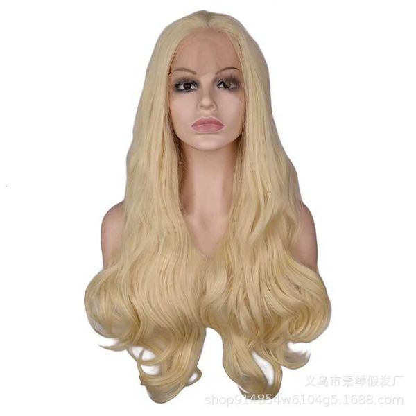 613 color natural curve long curly hair high temperature silk chemical fiber front lace women's wig headgear, Black
613 color natural curve long curly hair high temperature silk chemical fiber front lace women's wig headgear, Black