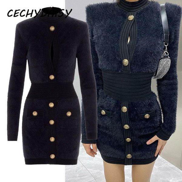 casual dresses sweater dress women clothes christmas hollow out button up high waist elegant lady party bodycon femme robe vestido 1l20, Black;gray 
casual dresses sweater dress women clothes christmas hollow out button up high waist elegant lady party bodycon femme robe vestido 1l20, Black;gray