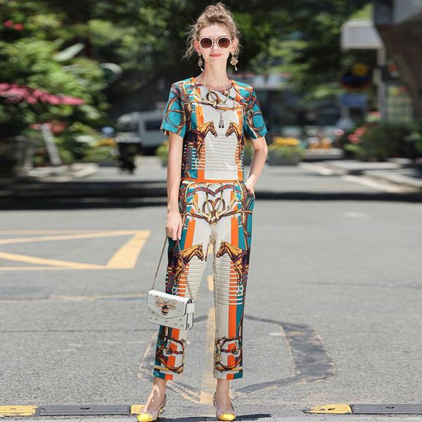 women's two piece pants designer summer women print sets short sleeve t-shirt vintage casual elegant party fashion 2 suit, White
women's two piece pants designer summer women print sets short sleeve t-shirt vintage casual elegant party fashion 2 suit, White