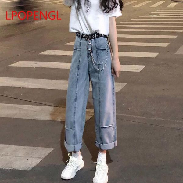 spring autumn women's button jeans 2021 fashion all-match loose sweet style trousers high waist straight pants pure color, Blue
spring autumn women's button jeans 2021 fashion all-match loose sweet style trousers high waist straight pants pure color, Blue