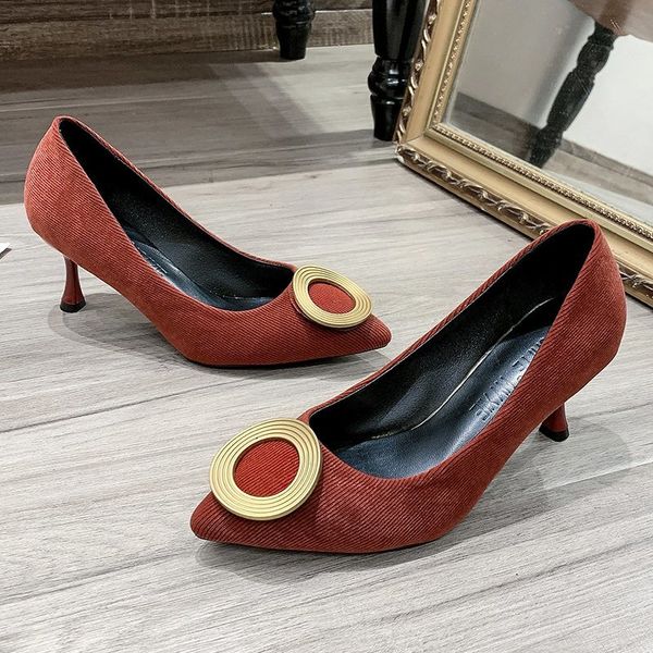woman pointed toe office shoes female slip on high heels round metal buckle pumps zapatos de mujer plataforma, Black
woman pointed toe office shoes female slip on high heels round metal buckle pumps zapatos de mujer plataforma, Black