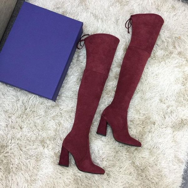 boots thick heel plush thin leg elastic autumn and winter knee high shoes, Black
boots thick heel plush thin leg elastic autumn and winter knee high shoes, Black