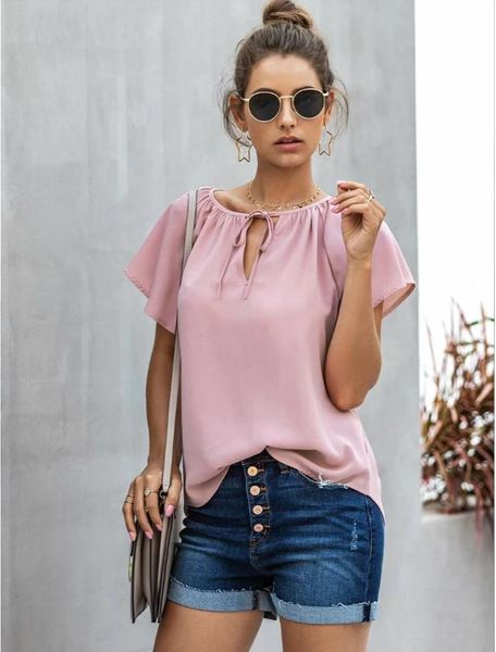 women's blouses & shirts 2021 summer europe and the united states relaxed v-neck shirt holiday style round neck lacing blouse s, White
women's blouses & shirts 2021 summer europe and the united states relaxed v-neck shirt holiday style round neck lacing blouse s, White
